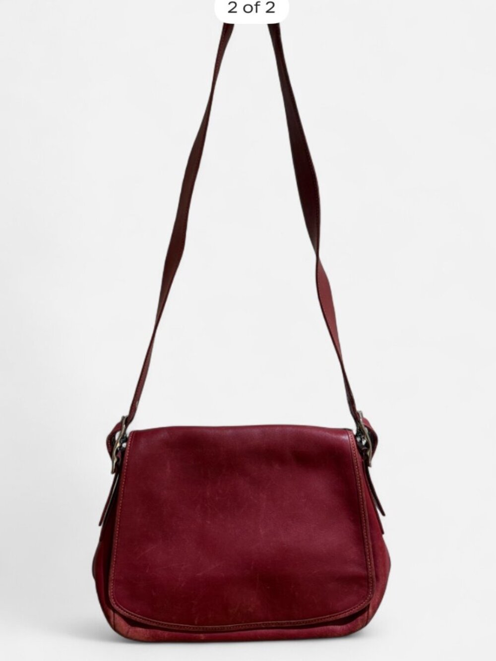 Red Leather Vintage Coach Shoulder Bag
